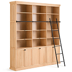 Книжный шкаф из массива сосны с металлической лестницей Burton Wood Cabinet варинант исполнения - 4 | Loft Concept в Самаре