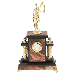 Часы настольные бронзовые из натурального камня Яшма с декором в виде Фемиды Themis Stone Clock варинант исполнения - 1 | Loft Concept в Самаре