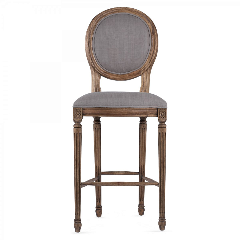 Барный стул REGENCY MEDALLION BARSTOOL Taupe Linen Дерево Акация Серый в Самаре | Loft Concept 