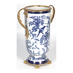 Ваза с бронзовыми ручками и синим цветочным узором Blue & White Ornament варинант исполнения - 2 | Loft Concept в Самаре