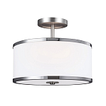 Потолочный светильник с цилиндрическим плафоомн из опалового матового стекла с металлическим обручем Feiss варинант исполнения - 1 | Loft Concept в Самаре