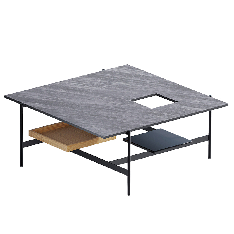 Karat журнальный столик цвета серый камень с съемным подносом Серый Черный в Самаре | Loft Concept 