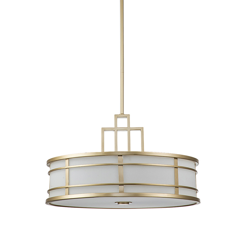 Подвесной светильник цвета латунь с белым матовым плафоном с геометрическим рисунком Feiss Латунь Белый в Самаре | Loft Concept 