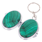 Зеркало брелок карманное двухстороннее из натурального камня Малахит Stone Mirrors варинант исполнения - 2 | Loft Concept в Самаре