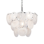 Люстра из белых стеклянных дисков на серебрянном каркасе White Glowing Reflectors варинант исполнения - 1 | Loft Concept в Самаре