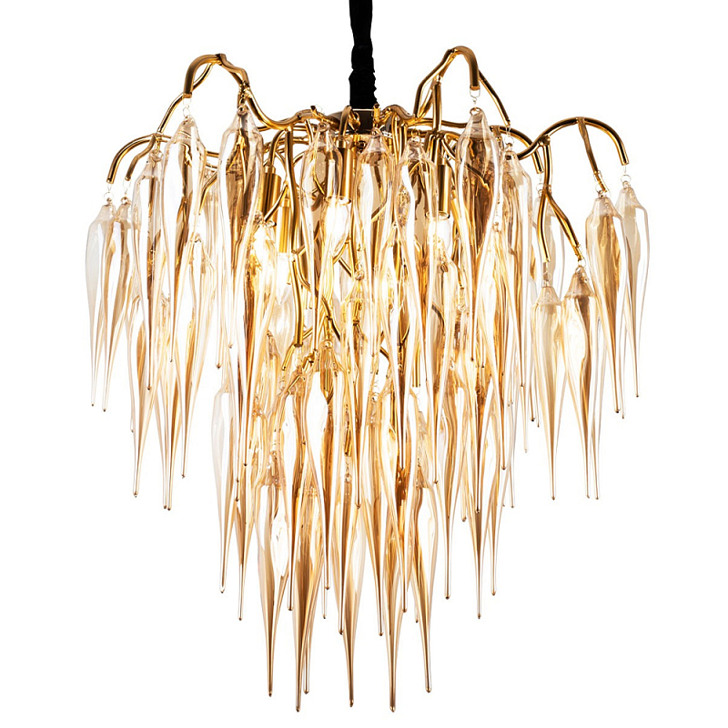 Люстра со стеклянными подвесками янтарного цвета Ambre Glass Chandelier 70 Янтарный Золотой Черный Люстра со стеклянными подвесками янтарного цвета Ambre Glass Chandelier 70 Янтарный Золотой Черный в Самаре | Loft Concept