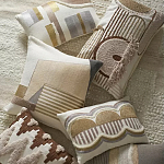 Чехол на подушку с вышивкой в виде геометрических узоров Beige Calista Rect варинант исполнения - 7 | Loft Concept в Самаре