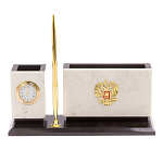 Настольный письменный набор из мрамора с часами и ручкой Marble Accessory варинант исполнения - 1 | Loft Concept в Самаре