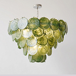Люстра из зеленых стеклянных дисков с перламутровым эффектом Green Glowing Glaze варинант исполнения - 2 | Loft Concept в Самаре
