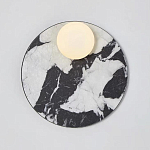 Бра круглое с каменным черно-белым основанием и плафоном из стекла Shaw Marble Lighting варинант исполнения - 1 | Loft Concept в Самаре