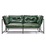 Диван Лофт Натуральная Винтажная кожа Зеленый Two Seat Encounter Leather Sofa варинант исполнения - 1 | Loft Concept в Самаре