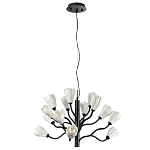 Люстра подвесная черного цвета с ветвями и белыми фарфоровыми цветами Floralis варинант исполнения - 2 | Loft Concept в Самаре