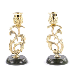 Подсвечники бронзовые на подставке из натурального камня нефрит Stone Candlestick варинант исполнения - 3 | Loft Concept в Самаре