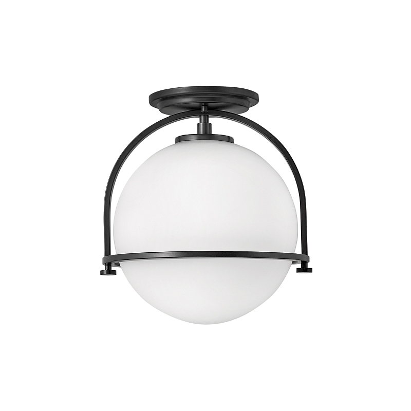 Потолочный светильник с плафоном в форме белого матового шара Hinkley Латунь Белый Никель Черный в Самаре | Loft Concept 