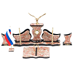 Настольный письменный набор из креноида с часами и декором в виде орла Marble Accessory варинант исполнения - 1 | Loft Concept в Самаре