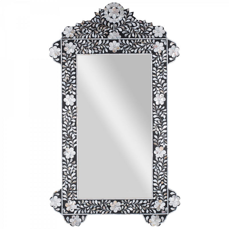 Зеркало отделка перламутр Mother of Pearl Inlay Mirror Frame Черный ivory ( слоновая кость ) Перламутровый в Самаре | Loft Concept 