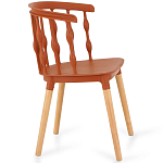 Пластиковый стул на ножках из массива бука Ferret Spiral Brown варинант исполнения - 3 | Loft Concept в Самаре