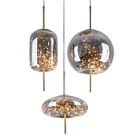 Подвесной светильник с гирляндой внутри 3-х стеклянных плафонов Garland Glass Trio Hanging Lamp варинант исполнения - 2 | Loft Concept в Самаре