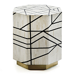 Приставной столик с инкрустацией Black and White Geometry bone bedside table варинант исполнения - 2 | Loft Concept в Самаре