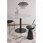 Круглый обеденный стол с белой мраморной столешницей White Tabletop on Black Base варинант исполнения - 3 | Loft Concept в Самаре