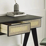 Дизайнерский письменный стол матово-чёрного цвета с 2-мя плетеными ящиками Glade Desk варинант исполнения - 1 | Loft Concept в Самаре