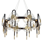 Люстра подвесная круглая черного цвета с круглыми прозрачными плафонами Virelia  варинант исполнения - 1 | Loft Concept в Самаре