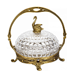 Конфетница из прозрачного рельефного стекла с ручкой и фигуркой лебедя Eden Garden варинант исполнения - 1 | Loft Concept в Самаре