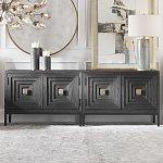 Тумба черная из дерева двухдверная Geometric Double Door Nightstand варинант исполнения - 4 | Loft Concept в Самаре