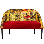 Диван двухместный из натурального бука красный с цветным принтом Impressionism in Art варинант исполнения - 1 | Loft Concept в Самаре