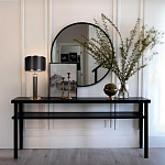 Настольная лампа с чёрным тканевым абажуром и металлическим корпусом золотого цвета Golden Arc варинант исполнения - 4 | Loft Concept в Самаре