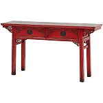 Деревянная консоль в китайском стиле с 2-мя ящиками с резным декором красная Yan Chinese Console Table варинант исполнения - 2 | Loft Concept в Самаре