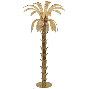 Торшер Glass Decorated Palm Floor Lamp Amber Листья Пальмы 