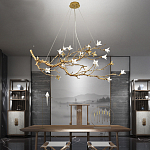 Люстра в виде золотой ветки с цветами Glass Flower Pendant Light варинант исполнения - 5 | Loft Concept в Самаре