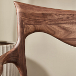 Стул деревянный с мягким сиденьем из коричневой натуральной кожи Moon Walnut Furniture варинант исполнения - 8 | Loft Concept в Самаре