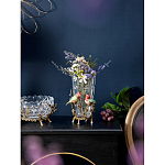 Ваза стеклянная прозрачная с бронзовым основанием в виде ветвей и фарфоровыми птичками Eden Garden варинант исполнения - 4 | Loft Concept в Самаре