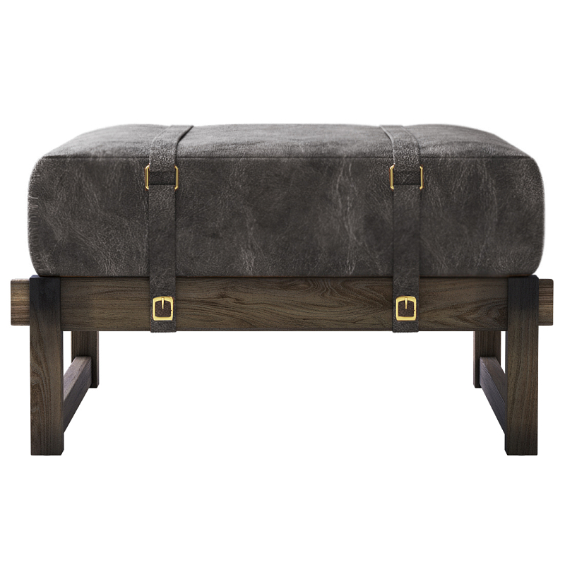 Пуф Duncan винтажная черная кожа  Черный Коричневый винтаж в Самаре | Loft Concept 