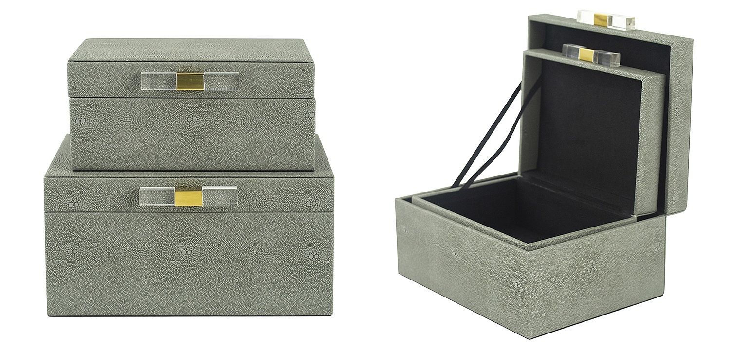 Комплект шкатулок Stingray Skin Gray Boxes Комплект шкатулок Stingray Skin Gray Boxes - Loft-Concept в Самаре