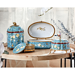 Ваза голубая с крышкой и цветочным узором Genuine Chinese Classics варинант исполнения - 3 | Loft Concept в Самаре