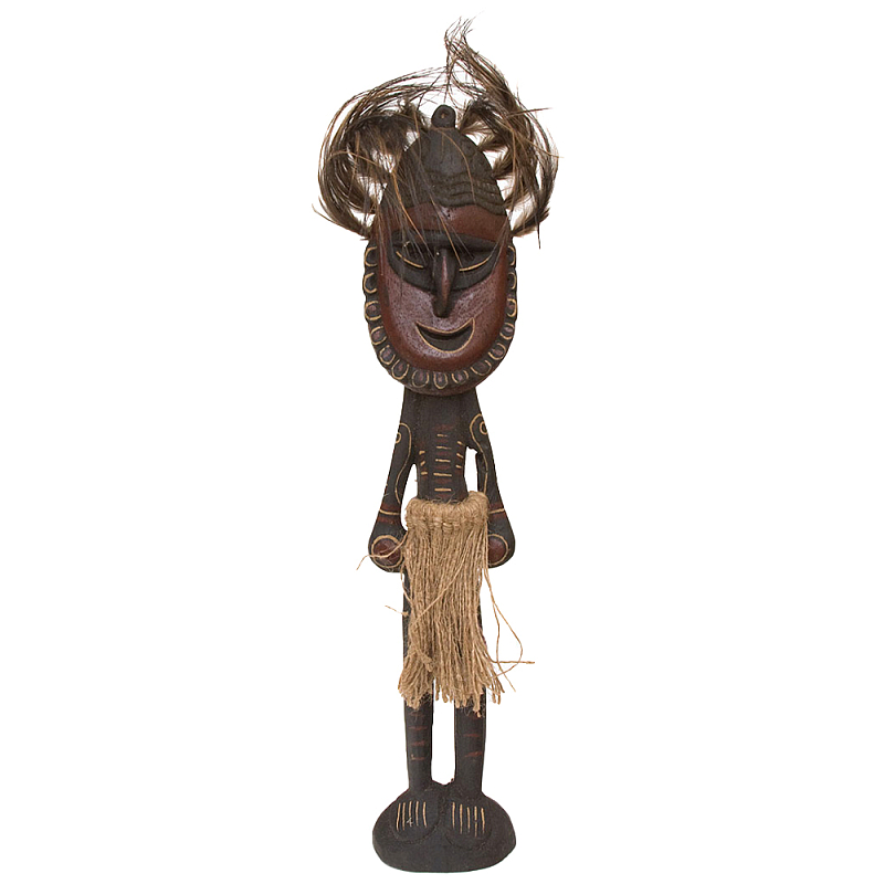 Деревянная статуэтка Абориген в маске с перьями Aborigine Mask Figurine Коричневый в Самаре | Loft Concept 