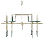 Люстра линейная с круглыми прозрачными подвесками  Horizontal Rectangular Chandelier варинант исполнения - 3 | Loft Concept в Самаре