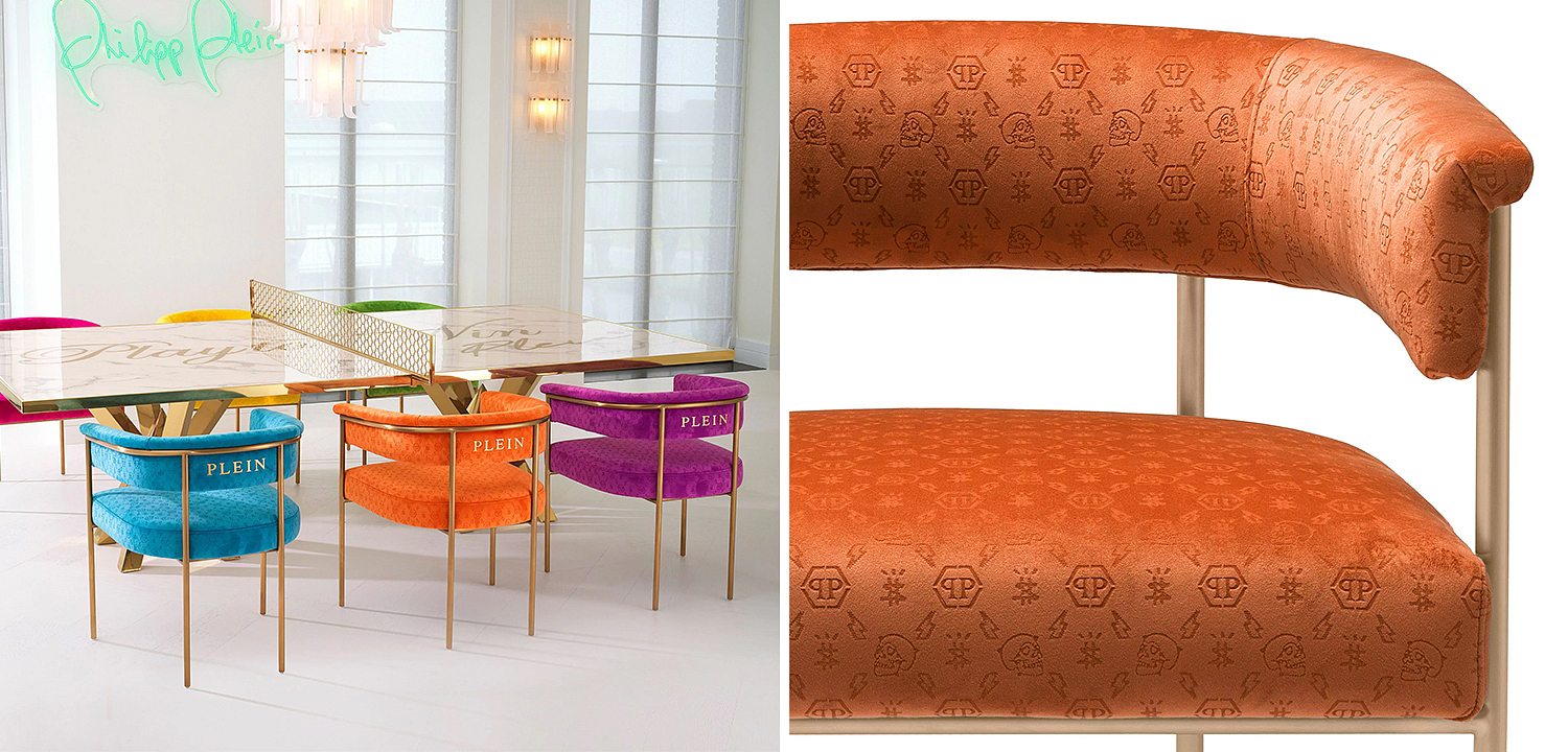 Стул Philipp Plein Dining Chair Monogram Оранжевый Стул Philipp Plein Dining Chair Monogram Оранжевый - Loft-Concept в Самаре