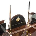 Настольный письменный набор с часами из природного камня обсидиана Oval Office варинант исполнения - 3 | Loft Concept в Самаре