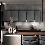 Подвесной светильник с узким цилиндрическим плафоном и золотым металлическим декором Concrete Pipe варинант исполнения - 8 | Loft Concept в Самаре