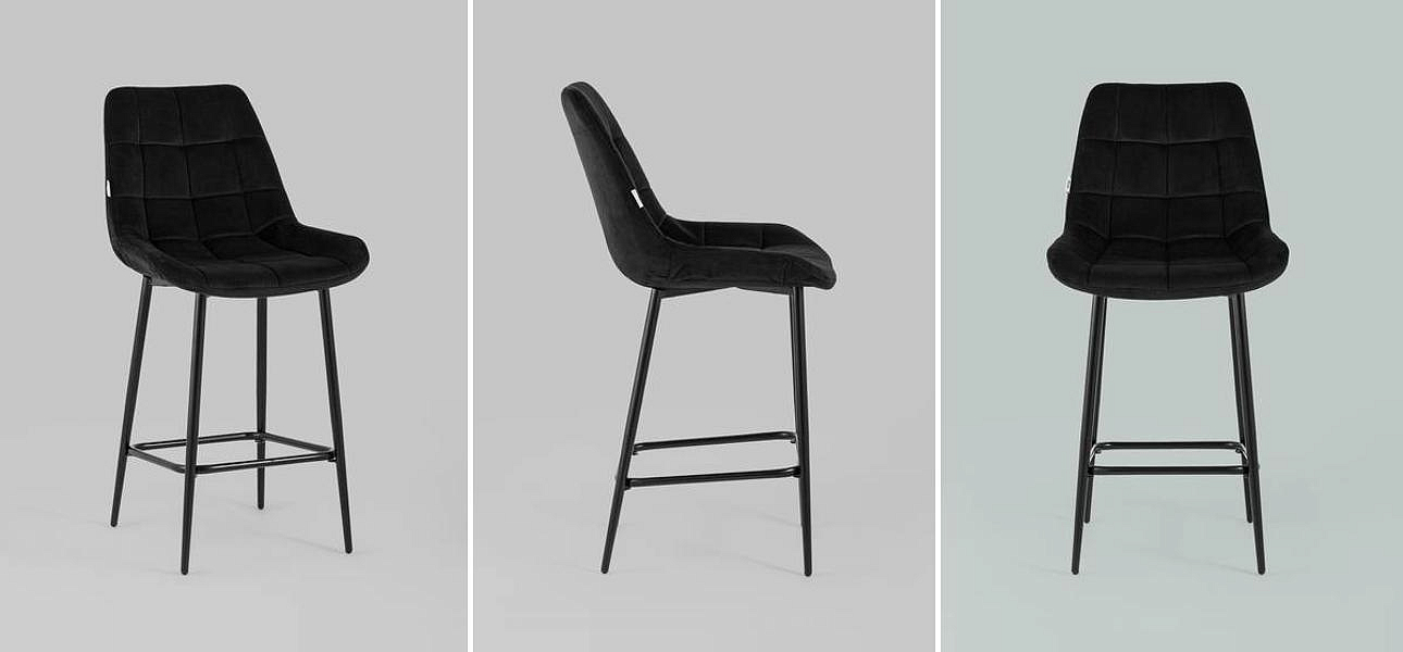 Стул Полубарный NANCY Chair посадка 65 см Черный Велюр Стул Полубарный NANCY Chair посадка 65 см Черный Велюр - Loft-Concept в Самаре