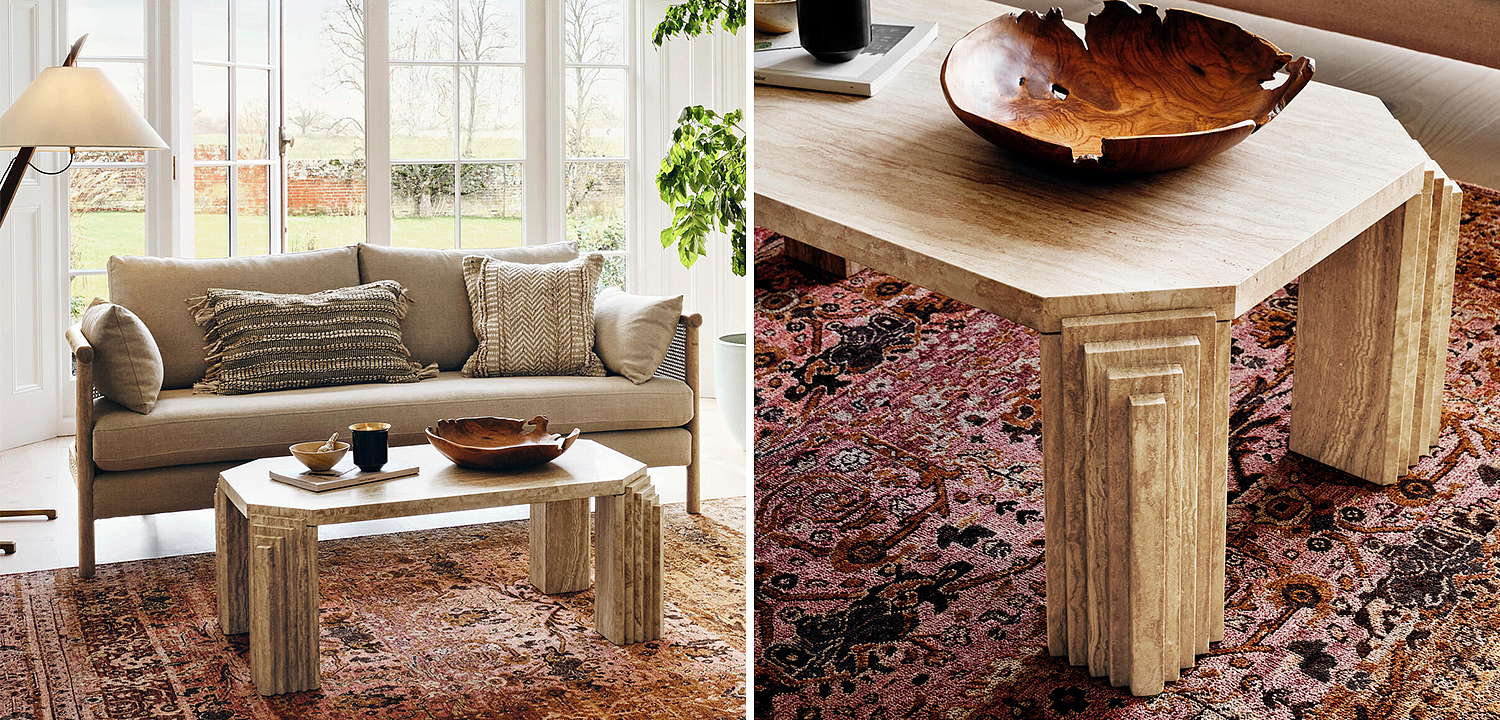 Кофейный стол Caleb Travertine Coffee Table Кофейный стол Caleb Travertine Coffee Table - Loft-Concept в Самаре