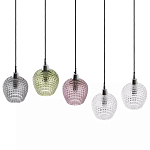 Подвесной светильник каскадный с 5-ю фактурными стеклянными плафонами Cascade with Relief Lampshades варинант исполнения - 2 | Loft Concept в Самаре