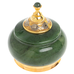 Икорница с крышкой с гравировкой из натурального камня Нефрит Decorative Cavair Dishes варинант исполнения - 1 | Loft Concept в Самаре