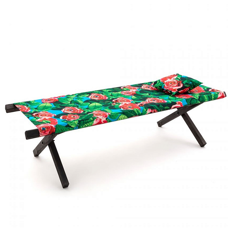 Шезлонг Seletti Poolbed Roses Черный Розовый Зеленый в Самаре | Loft Concept 