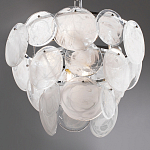 Люстра из белых стеклянных дисков на серебрянном каркасе White Glowing Reflectors варинант исполнения - 7 | Loft Concept в Самаре