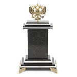 Часы настольные бронзовые с Гербом России из натурального камня Змевик Stone Clock варинант исполнения - 3 | Loft Concept в Самаре